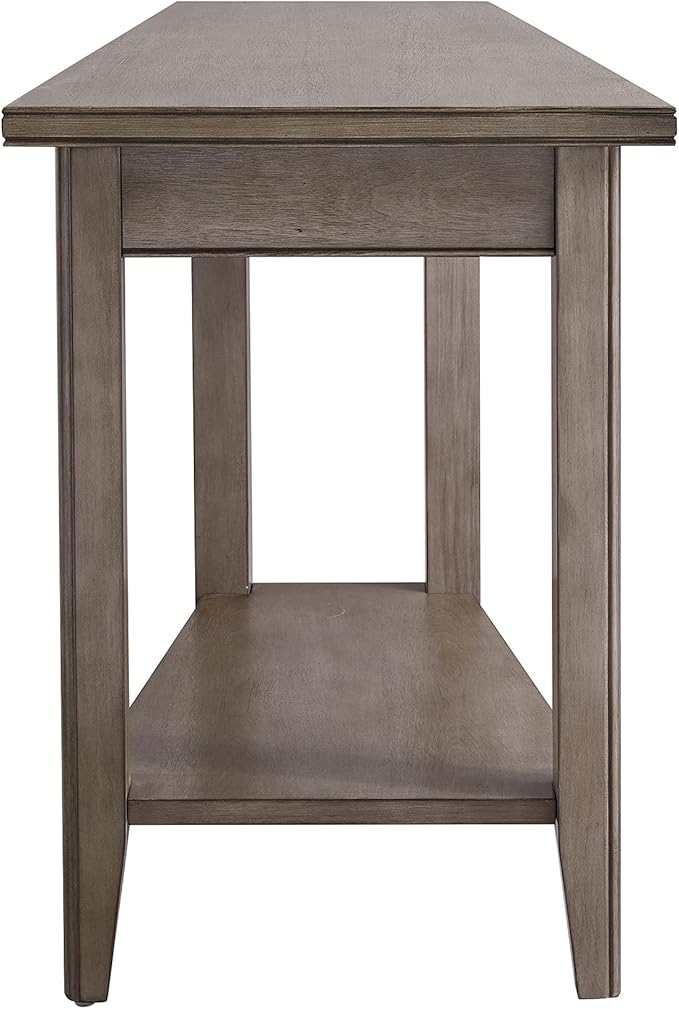 Leick Home Laurent End Table, Solid Wood, Wedge Shape, with Shelf, for Living Room and Small Spaces, Gray, 10502-GR