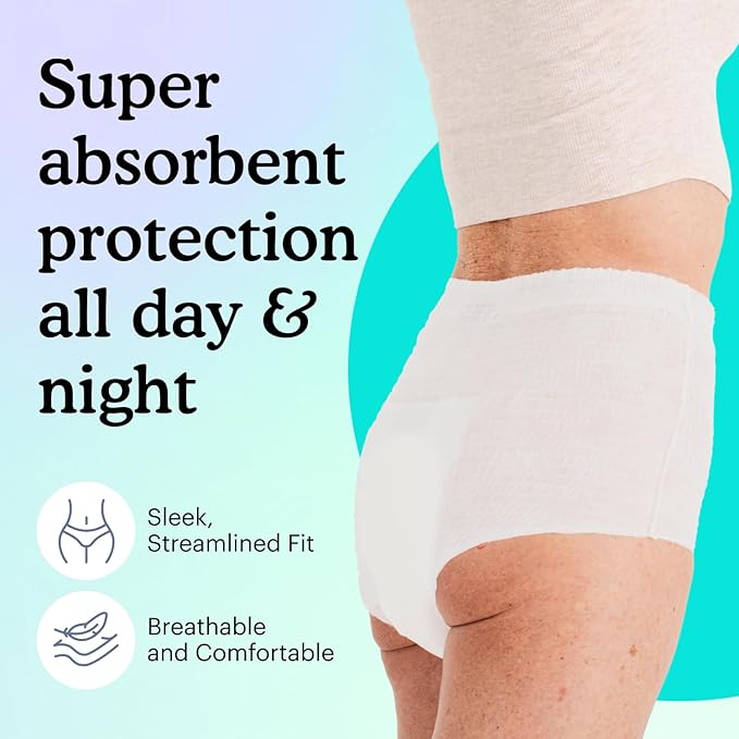 Because Overnight Absorbency Pull Ups - Adult Disposable Incontinence Underwear, Extra Absorbent Nighttime Briefs for Men and Women, White, Large, 80 Count (4 Packs of 20)