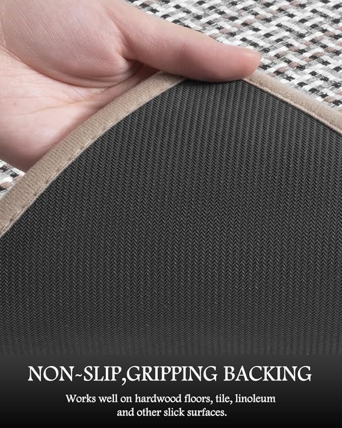PADOOR Non Slip Kitchen Rugs Sets of 3 - Extra Large 2.5'x6' + 20"x32" + 20"x32" Runner Rugs for Kitchen Floor Non Skid Washable, Absorbent Kitchen Mat for in Front of Sink 3 Piece Brown