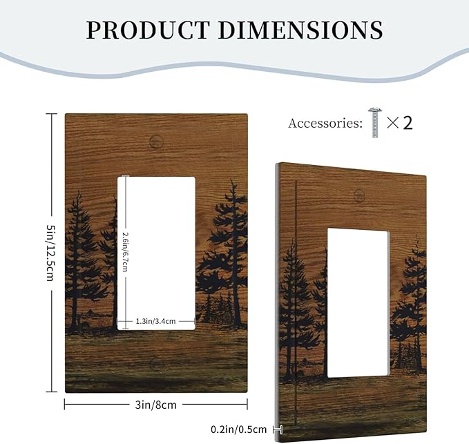 Decorative Outlet Covers Rustic Farmhouse Brown Board Pine Tree Wood Grain 1 Gang Rocker Light Switch Cover Plate Single Gfci Light Switch Covers Wall Plate for Bathroom Decor