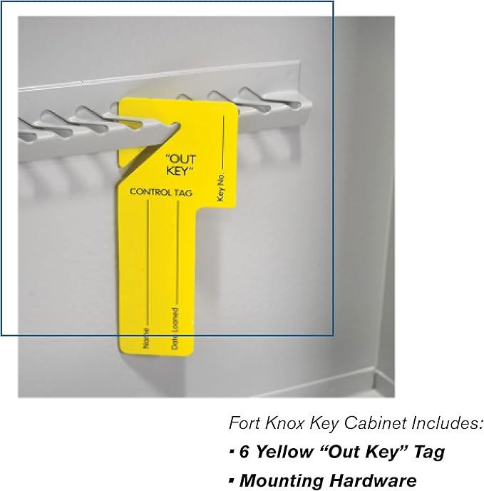 BankSupplies Fort Knox Key Holder Cabinet - 60-Key Cabinet - 60 Easy-to-Write-On Key Tags - Piano Hinged Door - Standard Keyed Lock - Steel Construction - Key Lock Box