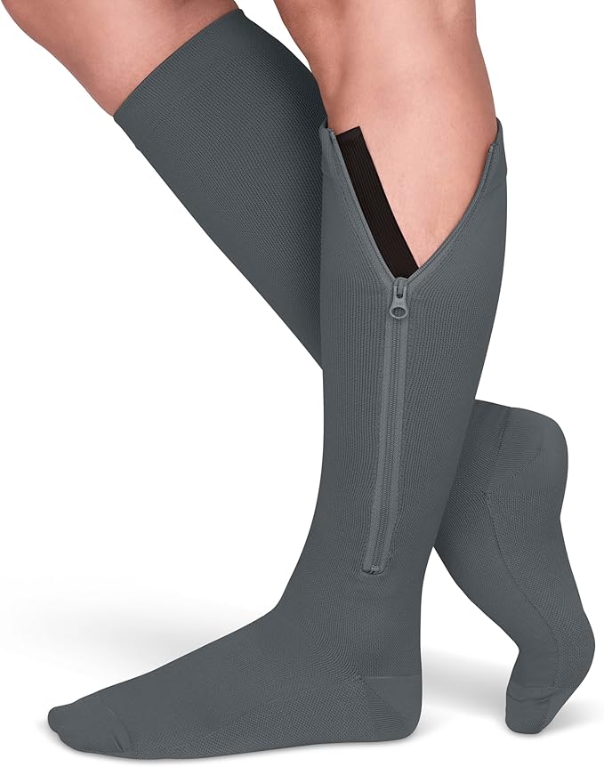 TheraMagic® Zipper Compression Socks for Men & Women, 20-30mmHg Closed Toe Graduated Zippered Compression Stocking