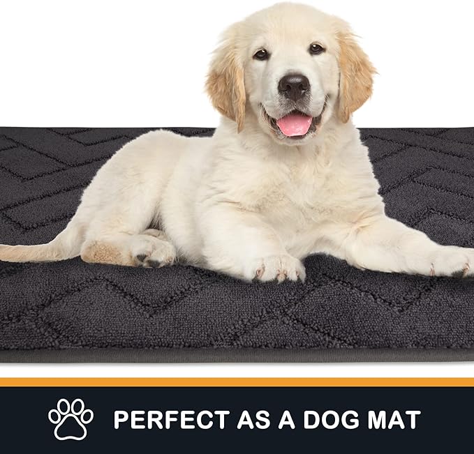 PURRUGS Dirt Trapping Door Mat 24" x 59", Non-Slip Machine Washable Entry Rug, Shoe Scraper, Dog Doormat, Super Absorbent Welcome Mat for Front & Back Door, Muddy Wet Shoes & Paws, Charcoal