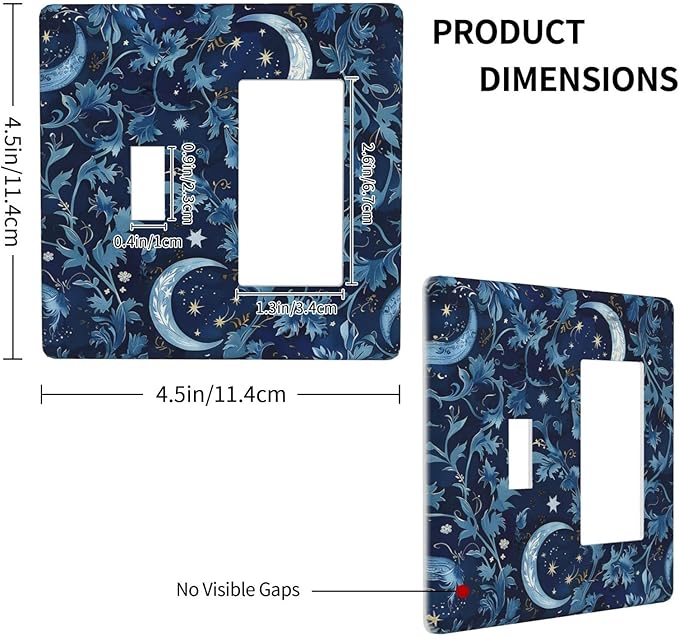 Outlet Covers Vintage Moon And Flowers Decor Floral William Morris 1 Toggle 1 Rocker Combination Decorative Wall Plate Electrical Switch Plates Light Switch Cover Plate for Bedroom Kids room
