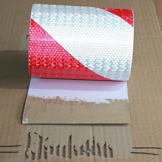 Red White Reflective Tape Outdoor Waterproof 16 inch, High Visibility Hazard Conspicuity Safety Marking Tape (66 feet)