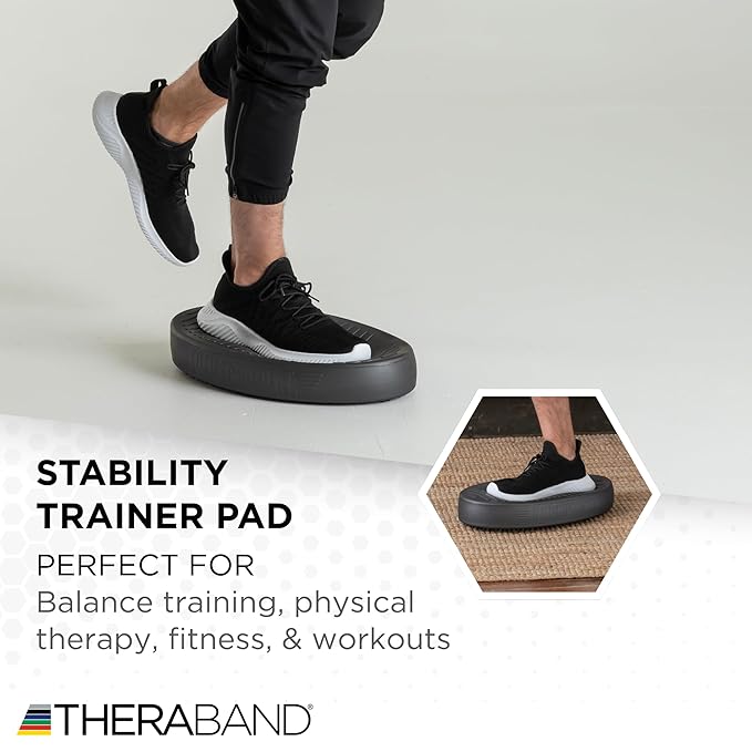 THERABAND Stability Trainer Pad, Advanced Level, Extra Soft, Black Foam Balance Pad for Physical Therapy, Exercise Pad for Core Strength, Lightweight Non-Slip Balance Trainer, Portable Foam Pad for Home or Clinic Use