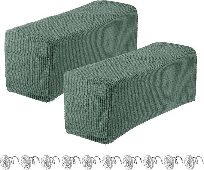 uxcell 2pcs Stretch Armrest Covers for Chairs/Sofas, Couch Arm Covers with Twist Pin, Furniture Protector Slipcovers Tea Green