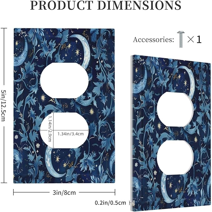 Outlet Covers Vintage Moon And Flowers Decor Floral William Morris 1 Gang Duplex Wall Plate Decorative Switch Plates Electrical Receptacle Faceplate Light Switch Cover for Bedroom Kids room