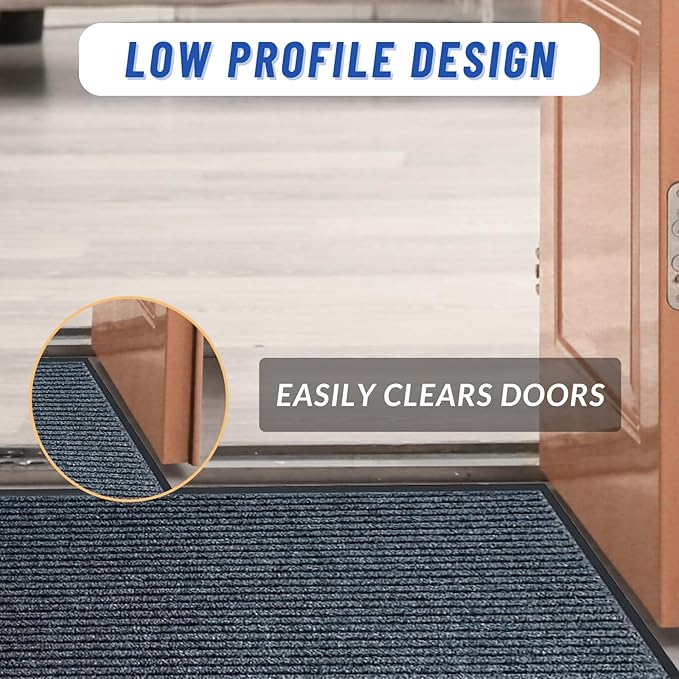 2 Pack Front Door Mat, 60"X36" Waterproof Indoor Outdoor Entrance Welcome Doormat Front Door Industrial Rug Ideal for Entrance， Patio, Muddy Shoe, Low Profile, Non-Slip, Easy to Clean — Grey