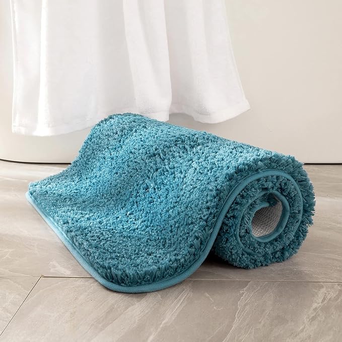 MIULEE Teal Bathroom Rugs Non Slip Bath Mat 24'' x 40'' Shaggy Soft Bath Rug Plush Microfiber Absorbent Water for Shower Tub Machine Washable (Teal, 24x40 Inches)