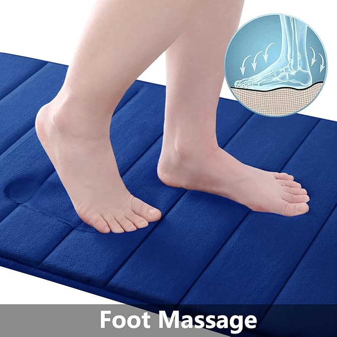 Buganda Memory Foam Bath Mat, 34" x 20", Ultra Soft and Non-Slip Bathroom Rugs, Water Absorbent and Machine Washable Bath Rug for Bathroom, Shower, and Tub, Navy Blue