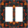 Colorful Oriental Floral Blooming Mandala Flower Outlet Covers Double Rocker Light Switch Covers Decorative 2 Gang Gfci Wall Plate Electrical Receptacle Switchplate Plug Faceplate Bathroom