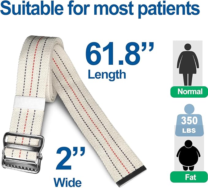 Aliseniors 10 Pack Transfer and Gait Belt with Metal Buckle - 60 Inch, Standing and Transfer Walking Assist Aid for Seniors, Elderly Patients, Caregiver, Nurse, Therapist
