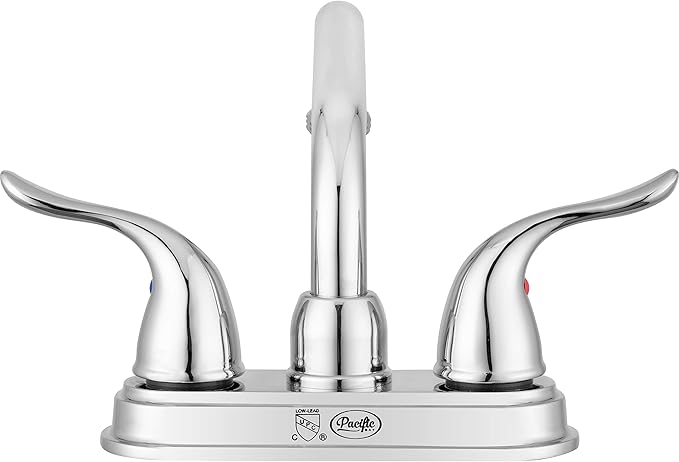 Pacific Bay Treviso Utility Laundry Sink Faucet - Threaded Brass Spout Hose End, Swivel Spout, 2-Handle Levers, Centerset (Chrome Plated)