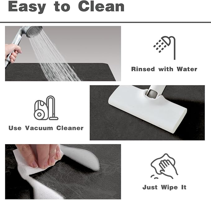 Black Bath Mat, Bathroom Rugs Non Slip Washable Thin Absorbent Quick Dry Bath Mat Fits Under Door Bathroom Floor Mat Perfect for Bath, Shower, or Sink 36"x48" Black
