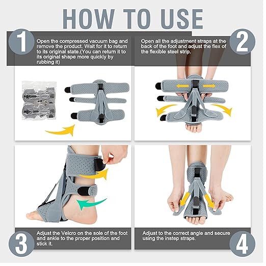 Plantar Fasciitis Night Splint-Upgrade 3 Adjustable Planter Facetious Relief Brace,Plantar Fasciitis Relief Women Men Straps,Support Relief Foot Drop Achilles Tendonitis Day Night(Gray-2PC)