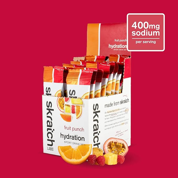 Skratch Labs Hydration Packets - Hydration Drink Mix, Fruit Punch (20ct) - Electrolyte Powder Packets Developed for Athletes and Sports Performance - Gluten Free, Vegan, Kosher
