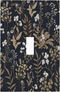Decorative Light Switch Cover Vintage Floral Wildflowers Plant 1 Gang Single Toggle Device Electrical Faceplate Switchplates Decorator Outlet Wall Plate for Bathroom Home Decor
