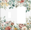 Outlet Covers Vintage Boho Floral Leaves Rustic Sage Botanical 1 Toggle 1 Rocker Combination Decorative Wall Plate Electrical Switch Plates Light Switch Cover Plate for Bedroom Home Decor