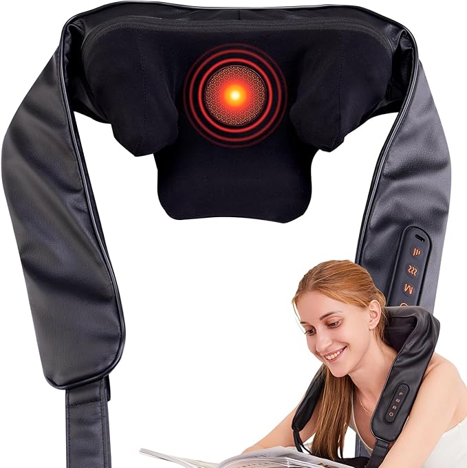 Neck and Shoulder Massager for Pain Relief Deep Tissue Lower Back Massage, Neck and Back Massager with Heat Electric for Pain Relief Shiatsu Chair Office Home Car Gift