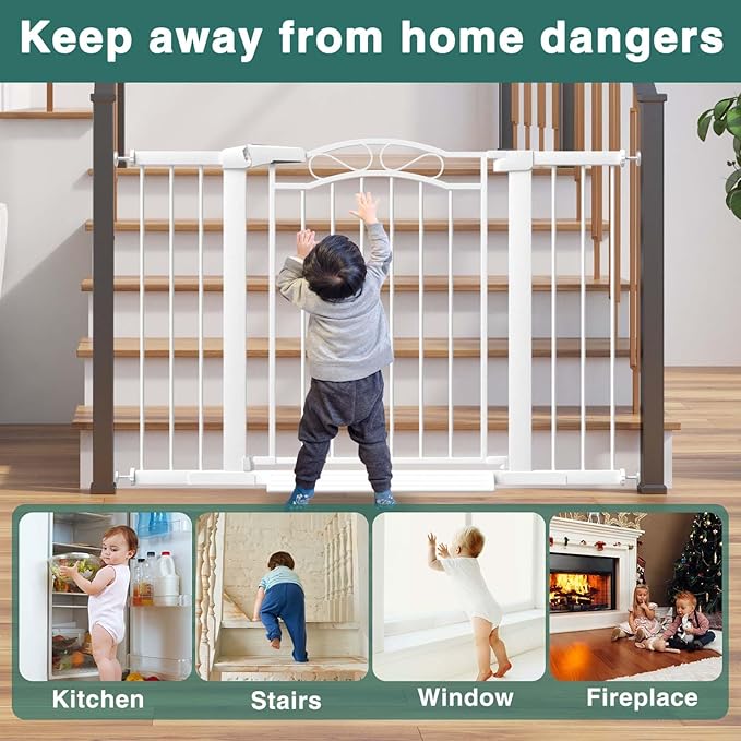 Fairy Baby 54.3"-57" Extra Wide Baby Gate Indoor for Kids Or Pets Walk Thru No Drill Long Dog Gates for The House Doorway Child Safety Gate
