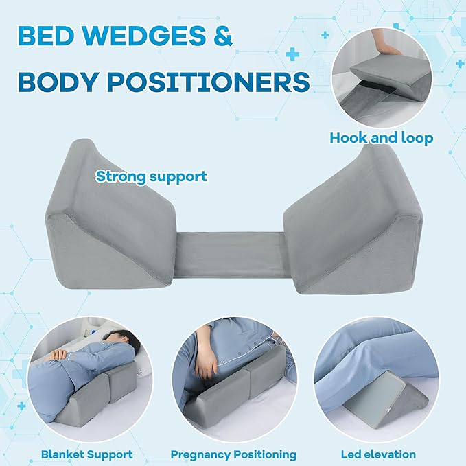 ROYALAY Bedridden Patient Turning Device for Elderly with Fixing Strap, Bedsore Pressure Relief Pillow, Bed Ridden Patient Supplies, Grey