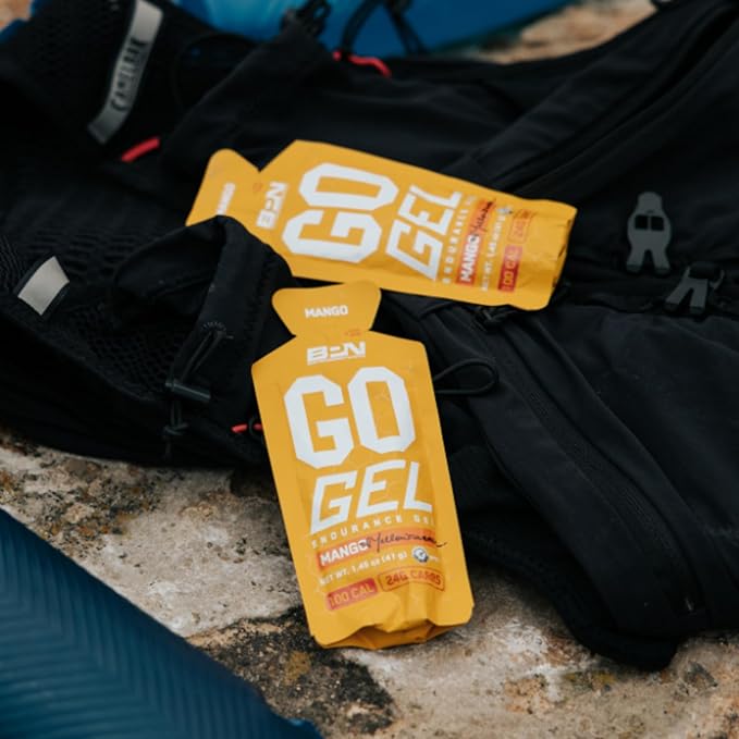 BARE PERFORMANCE NUTRITION, BPN Go Gel Endurance, 24g of Carbohydrates & 100 Calories per Pack, Vegan + Gluten Free Running Gel, 10 Single-Serving Packs, Mango