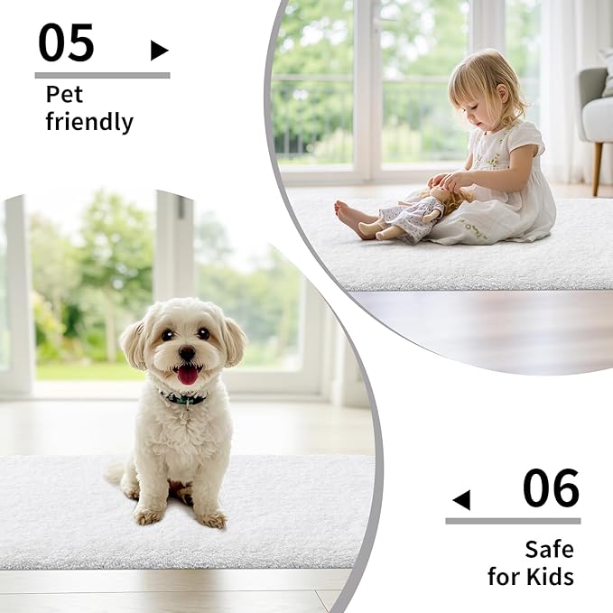 White Bathroom Rugs 24x36 Non Slip Fluffy Bath Mat for Bathroom Floor Washable Plush Luxury Bath Rug for Tub Soft Shaggy Absorbent Shower Sink Mat