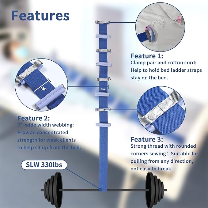 Bed Ladder Assist,Pull Up Assist Ladder with Handle,Bed Rope Ladder for Seniors,Adaptive Bed Assistance Products,Mobility & Daily Living Aids for Elderly, Postoperative,Pregnant,etc. - 1 pcs