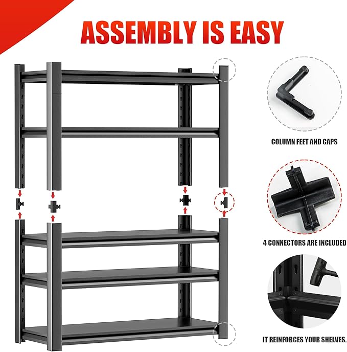 Storage Shelves Garage Shelving Heavy Duty - Adjustable Steel Storage Racks 5-Tier Utility Shelves 18" D x48 W x78 H（5 pcs）