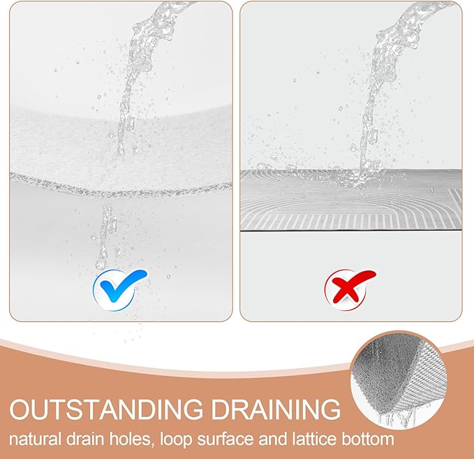 Joyhalo Shower Mat Bathtub Mat Non Slip, Bathmats Non Slip, Quick Drying Foot Scrubber Loofah Mats for Shower, Tub, Bathroom, Home,17x30inch, White