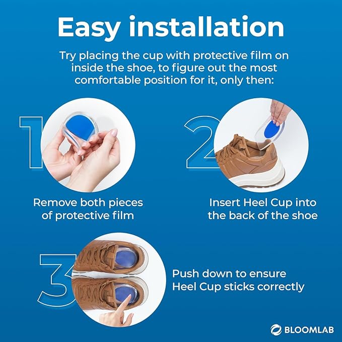 Gel Heel Pads, 2 Pack, for Achilles Tendonitis, Shoe Wedge Inserts for Plantar Fasciitis, Bone Spur, Foot Pain Relief Support, Comfort Cushion Insoles for Women/Men