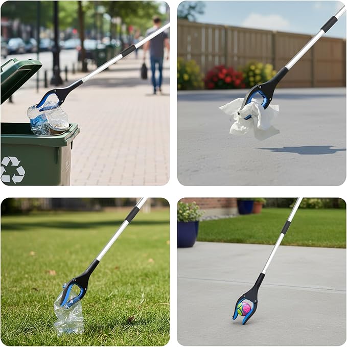 32" Reacher Grabber Pickup Tool 2 Pack, Foldable Seniors Handicap Daily and Trash Picker Upper Grabbers Daily Living Tools (Blue and Orange)