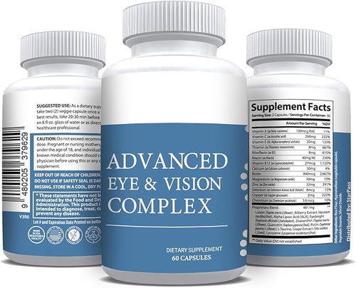 #1 Complete Research Vision Formula Advanced Eye Health Vitamin & Mineral Supplement Support w/Bilberry, Lutein, Zeaxanthin, Lycopene, Resveratrol | Eye Strain, Dry Eyes 180 caps (3 Pack)