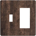 Outlet Covers Rustic Dark Brown Wood Grain 1 Toggle 1 Rocker Combination Decorative Wall Plate Electrical Switch Plates Light Switch Cover Plate for Farmhouse Bedroom Decor
