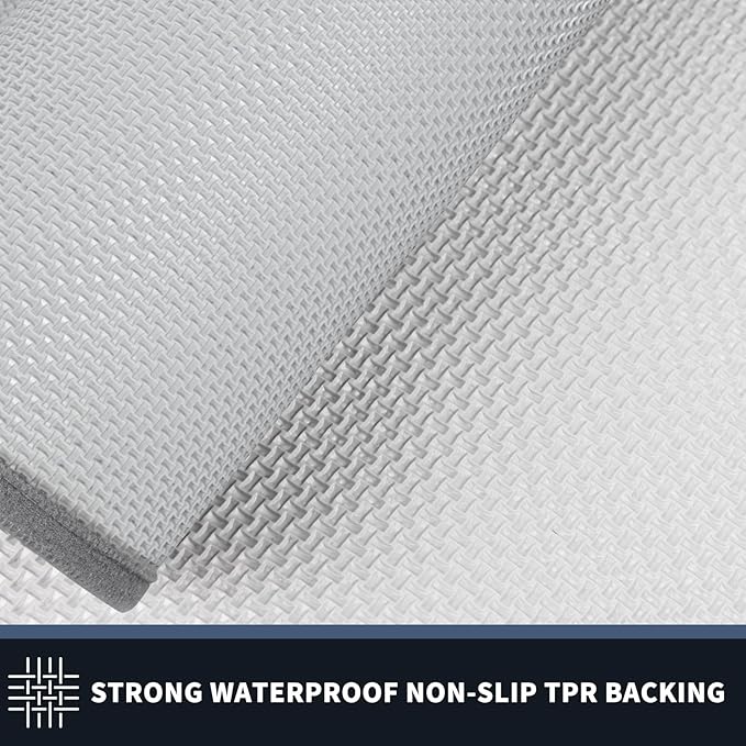 PURRUGS Dirt Trapper Door Mat 34" x 60", Non-Slip/Skid Machine Washable Entryway Rug, Shoes Scraper, Throw Rug, Super Absorbent Area Rug for Muddy Wet Shoes and Paws, Light Grey & Grey