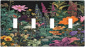 Decorative Switch Plate Covers Colorful Floral Dark Sky Wildflower Plants 4 Gang Light Switch Cover Plate Quad Toggle Wall Plate Light Switch Covers for Bathroom Decor