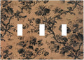 Decorative Switch Plate Covers Vintage Floral Botanical Brown Background 3 Gang Light Switch Cover Plate Triple Toggle Wall Plate Light Switch Covers for Bathroom Bedroom Decor