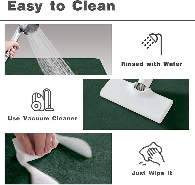Bath Mat, Bathroom Rugs Non Slip Washable Thin Absorbent Quick Dry Bath Mat Fits Under Door Bathroom Floor Mat Perfect for Bath, Shower, or Sink 20"x48" Dark Green