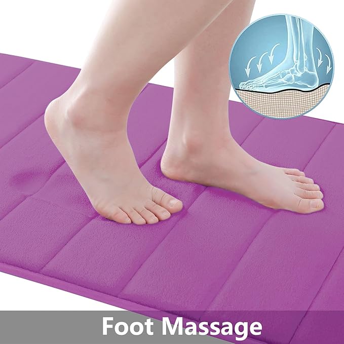 Buganda Memory Foam Bath Mat, 47" x 17", Ultra Soft and Non-Slip Bathroom Rugs, Water Absorbent and Machine Washable Bath Rug Runner for Bathroom, Shower, and Tub, Violet