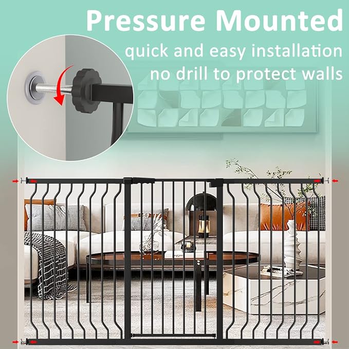 ALLAIBB White 40.55" Extra Tall Wide 29.92-46.06" Baby Gate Pressure Mounted Walk Through Child Kids Safety Toddler Tension Pet Dog Gates with Extension for Doorways Kitchen