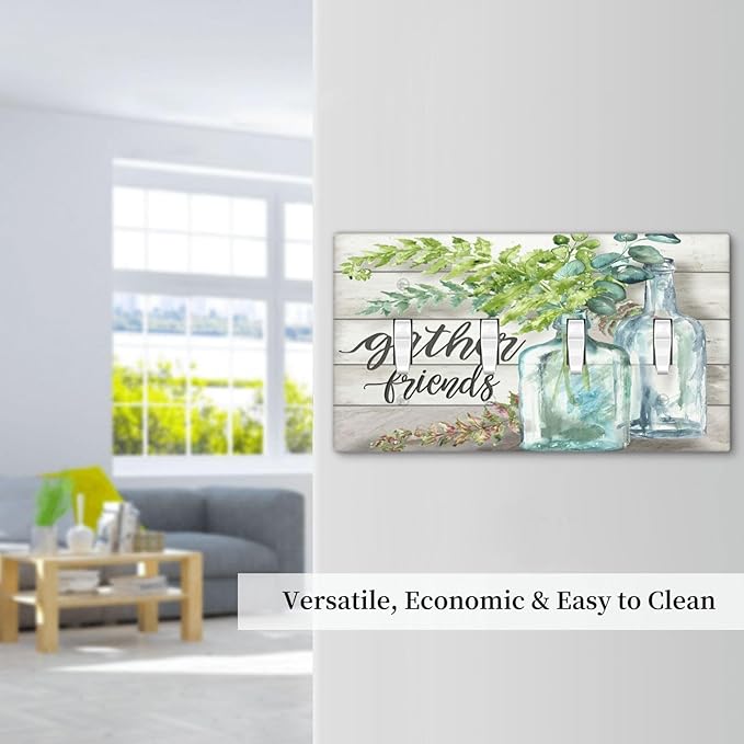 Light Switch Cover Watercolor Modern Flower 4 Gang Switch Plate Quad Toggle Wall Plates Floral Plant Wood Decorative Switchplate Electrical Outlet Cover Plates for Farmhouse Bathroom Decor