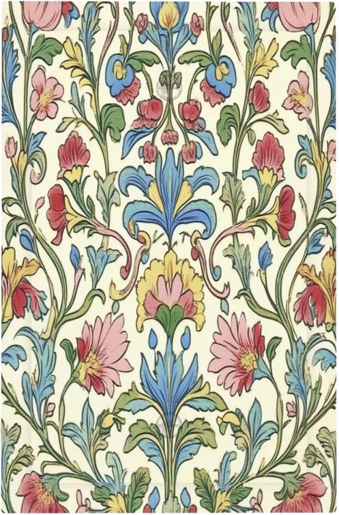 Light Switch Cover Plate Boho Red Floral Morris Plant Leaves 1 Gang No Device Blank Electrical Wall Plates Faceplate Decorative Switch Plate For Farmhouse Cabin Decor