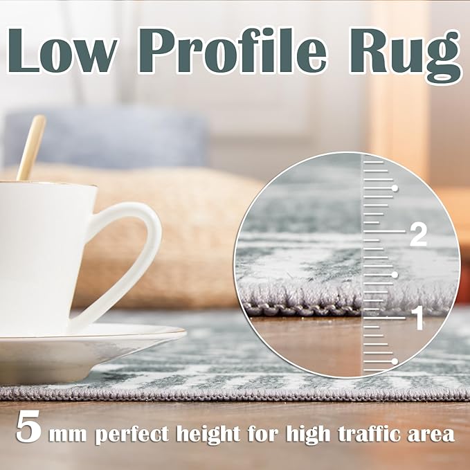 jinchan Moroccan 8x10 Area Rugs for Living Room - Machine Washable Soft Modern Geometric Stain Resistant Ultra-Thin Low-Pile Large Rug Carpet for Bedroom Kitchen Dining Room(8x10ft, Dark Grey)