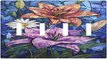 Light Switch Covers Vintage Colorful Flower Oil Painting Style Quad Toggle Electrical Faceplate 4 Gang Wall Plate Decorative Switch Plates for Bedroom Bathroom Decor