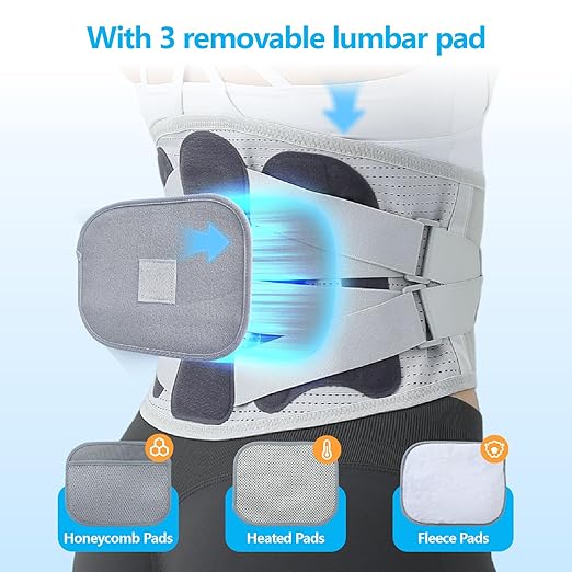 Back Brace for Men Lower Back Pain Relief, Adjustable Back Lumbar Support Belt for Women & Men, Sciatica, Scoliosis and Herniated Disc Relief with Ergonomic Breathable Pads & 5 Stays (M)