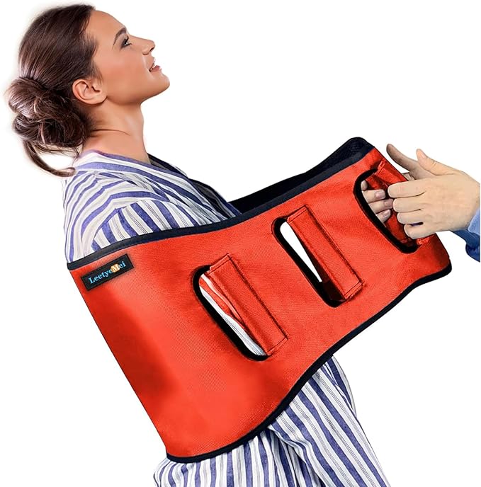 Transfer Belt Transfer Sling - Padded Gait Belt - Heavy Duty Patient Lift, Mobility Standing and Lifting Aid for Disabled, Elderly, Injured - Safely Move from Bed and Wheelchair (Orange)