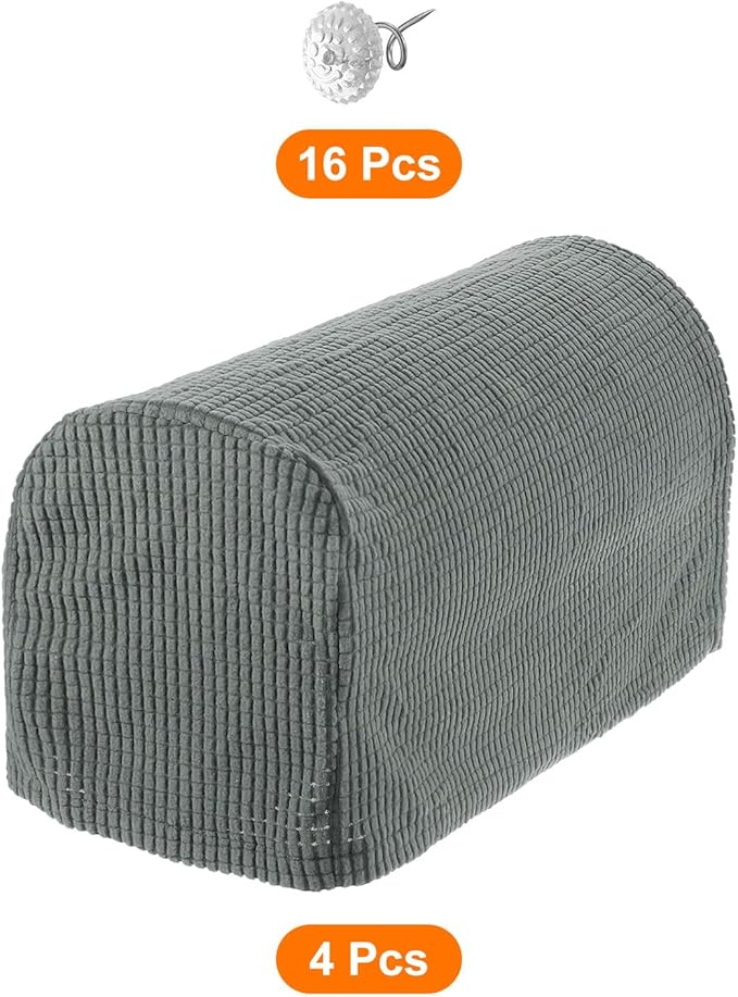 uxcell Stretch Armrest Covers Armchair Anti-Slip for Chairs Sofas Couch Arm Covers Recliner Sofa Light Gray 4 Pcs