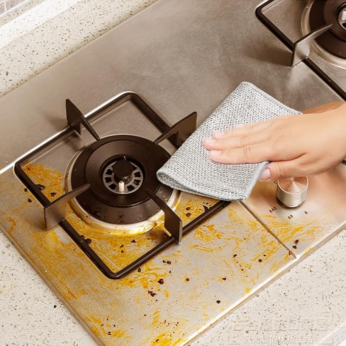 2024 New Multipurpose Wire Dishwashing Rags, Premium Metal Wire Dishwashing Cloth Scrubs Cleans, Scrubbing Wire Dishwashing Rags Non-Scratch Wire Dishcloth for Dishes, Sinks (5)