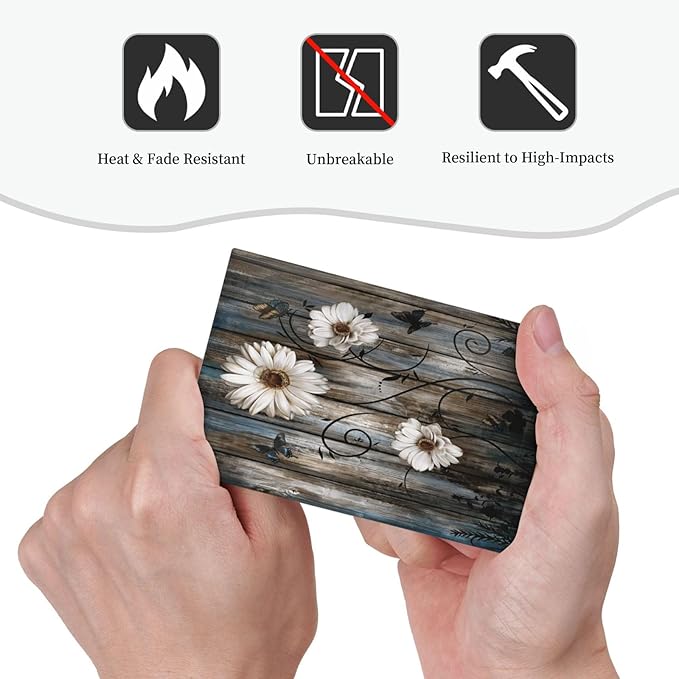 Rustic Wood Background Floral Butterfly Daisy Light Switch Cover Plate 1 Gang No Device Blank Electrical Wall Plates Faceplate Decorative Switch Plate Covers for Farmhouse Bedroom Decor